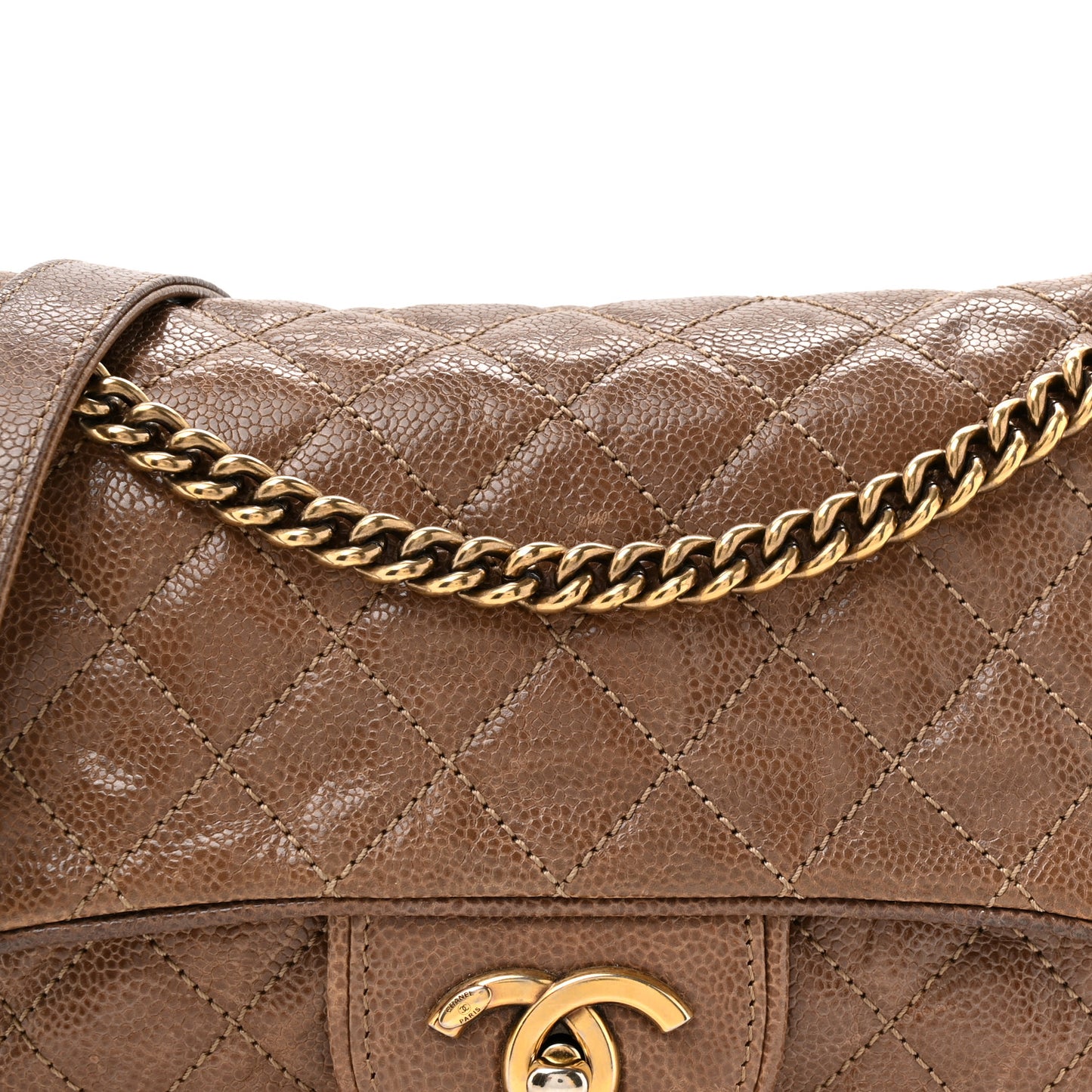 Caviar Quilted Medium Easy Flap Brown