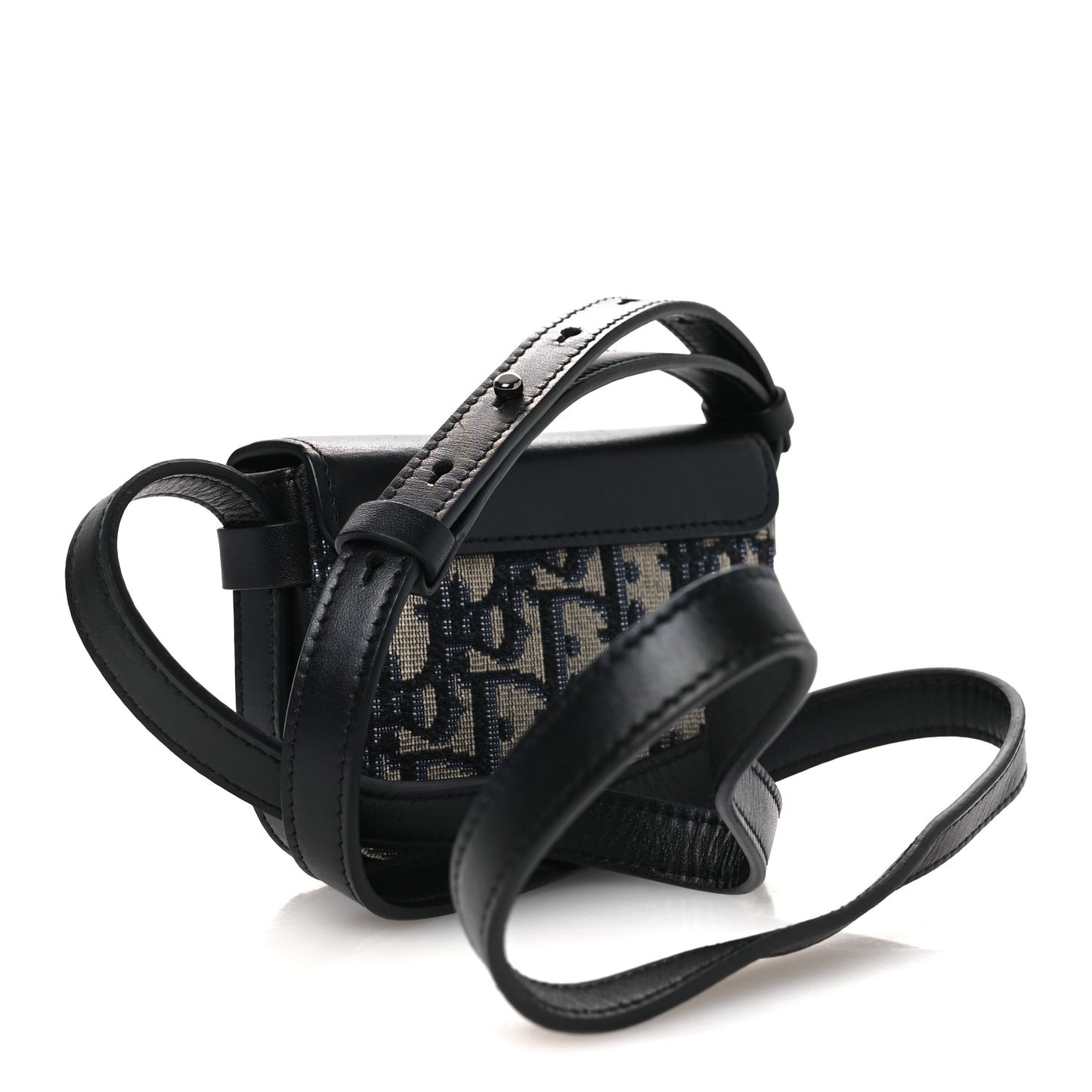 Oblique Smooth Calfskin Nano Pouch Beige Black