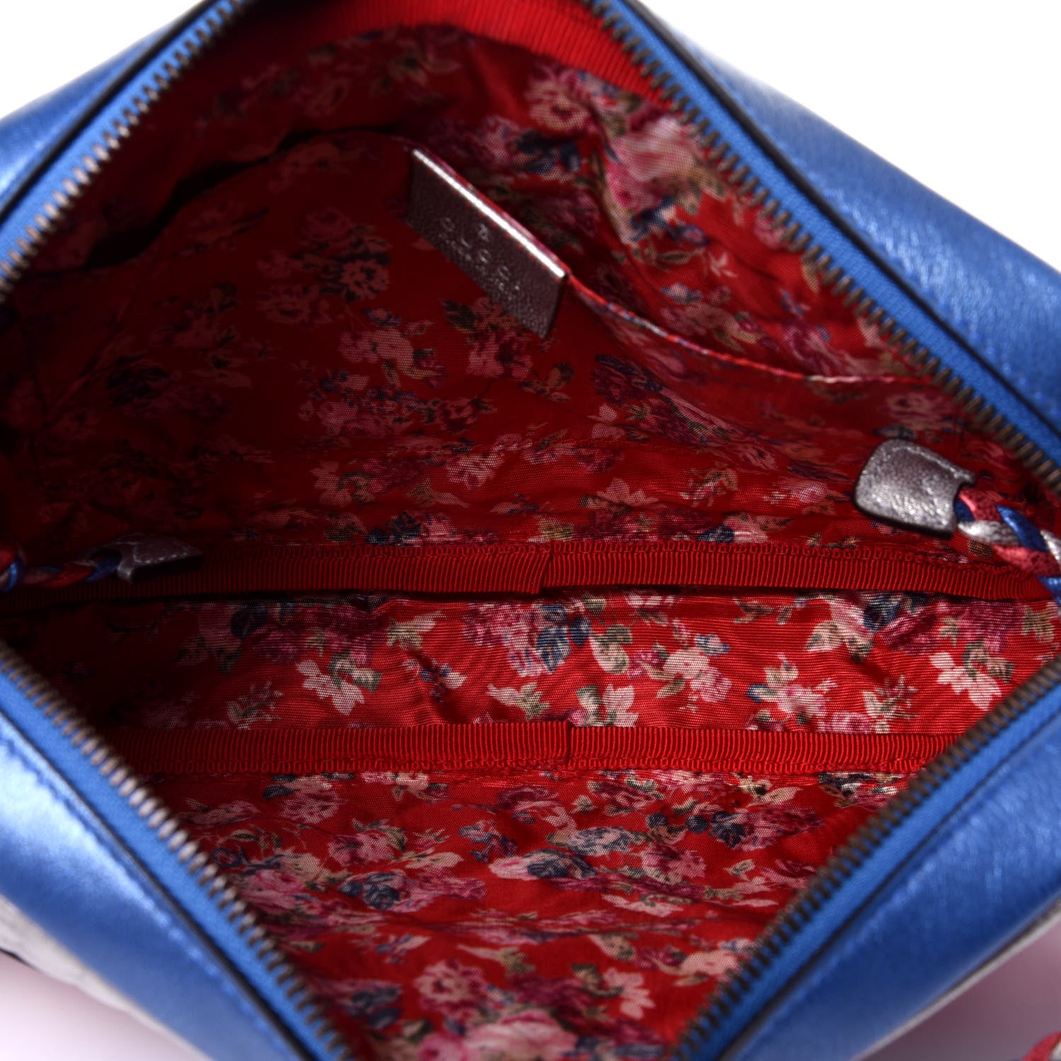 Gucci Laminated Nappa Trapuntata Small Zumi Shoulder Bag Rosso Marine Argento 5 of 10