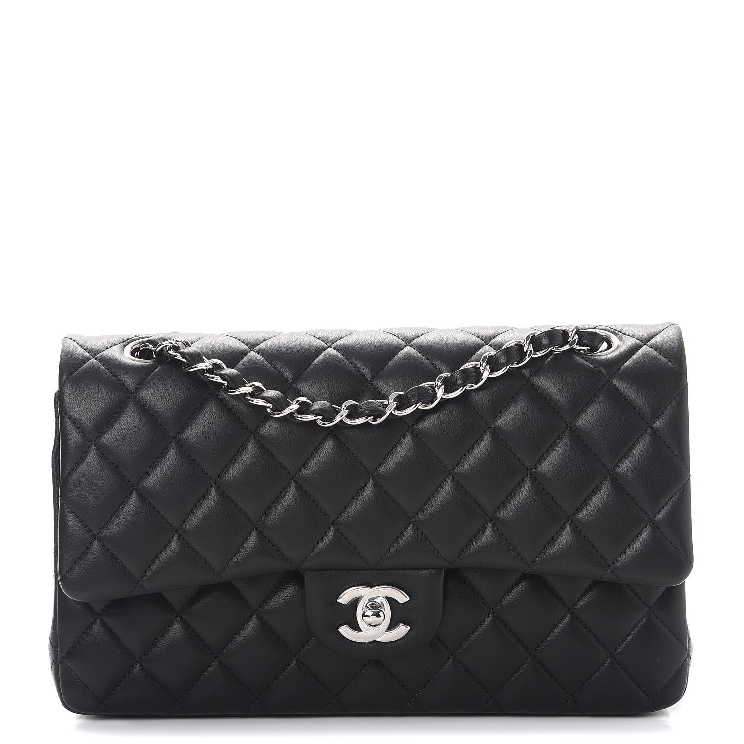 Chanel Lambskin Quilted Medium Double Flap Black 1 of 9