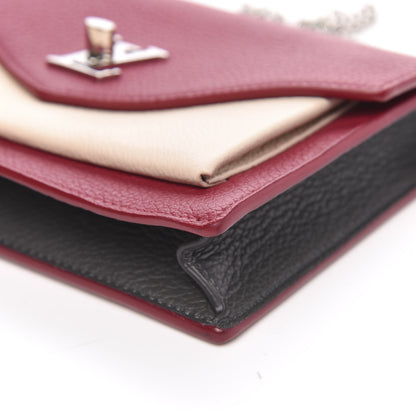 Louis Vuitton Calfskin My Lockme Chain Pochette Lie De Vin Etain Creme 8 of 9