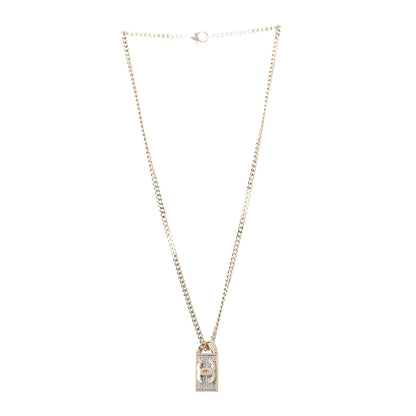 Chanel Crystal Dog Tag Charm Necklace Gold 3 of 6
