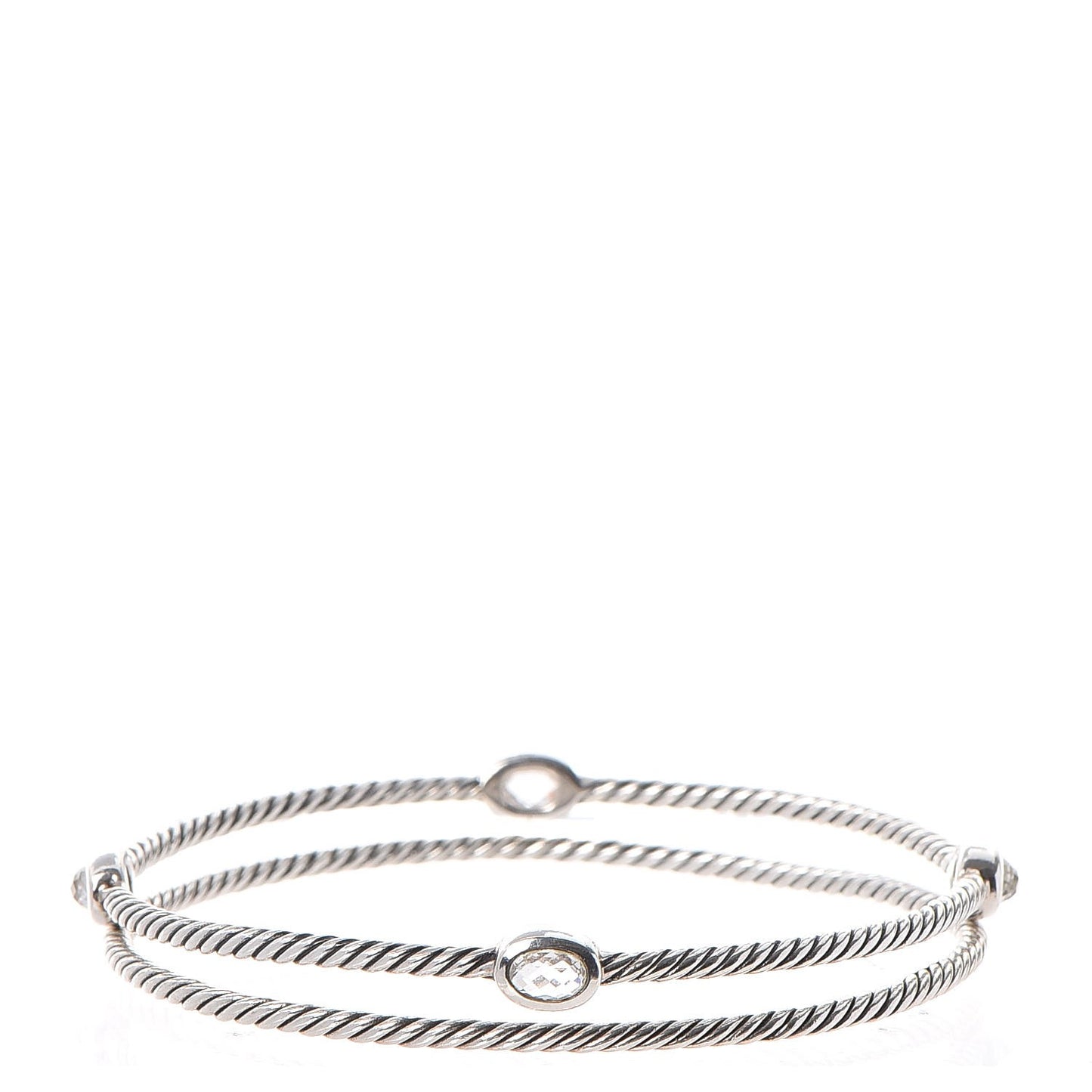 Sterling Silver Crystal Color Classics Cable Bangle Bracelet Set of 2