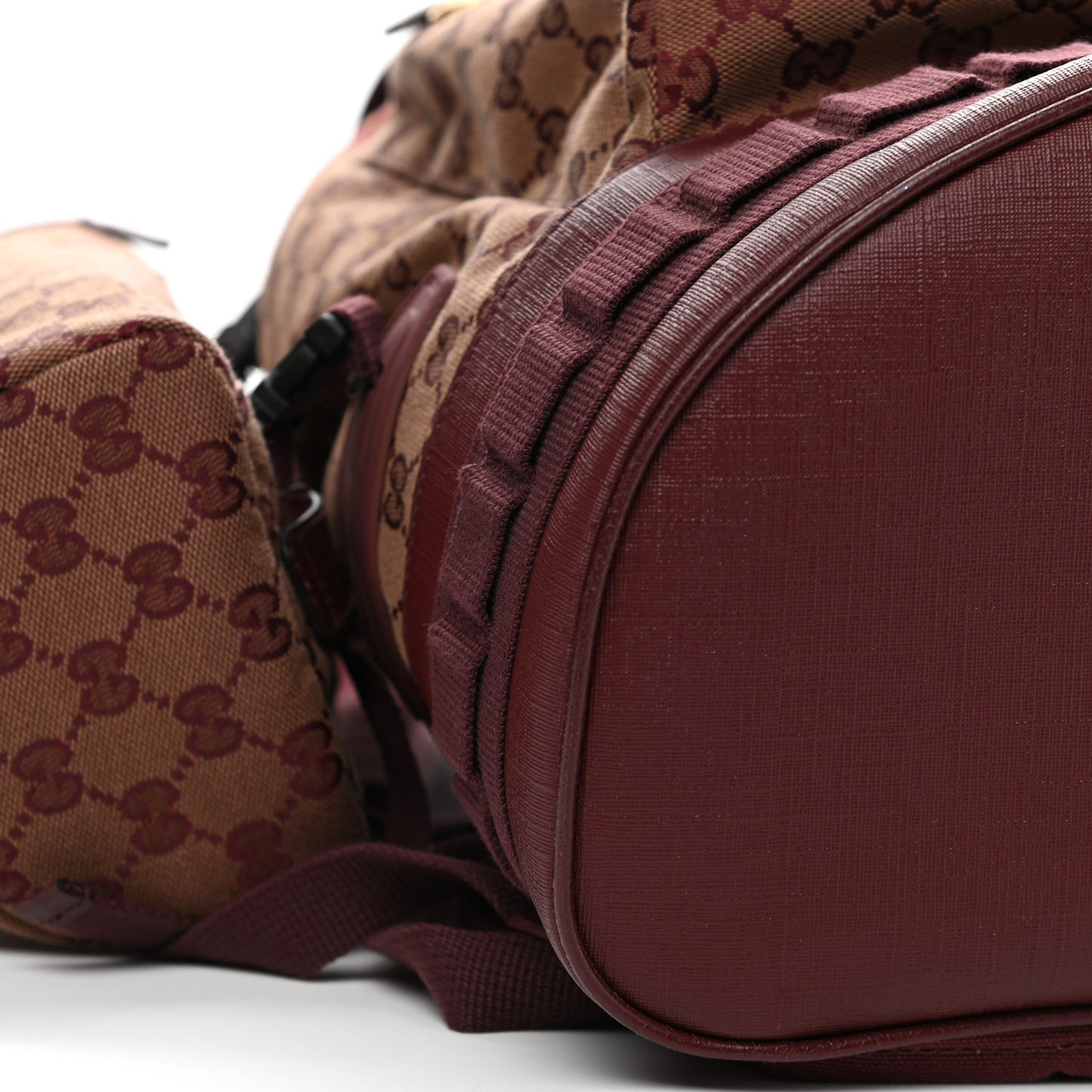 GG Monogram Script Logo Large Double Pocket Backpack Sahara Rubino Bordeaux