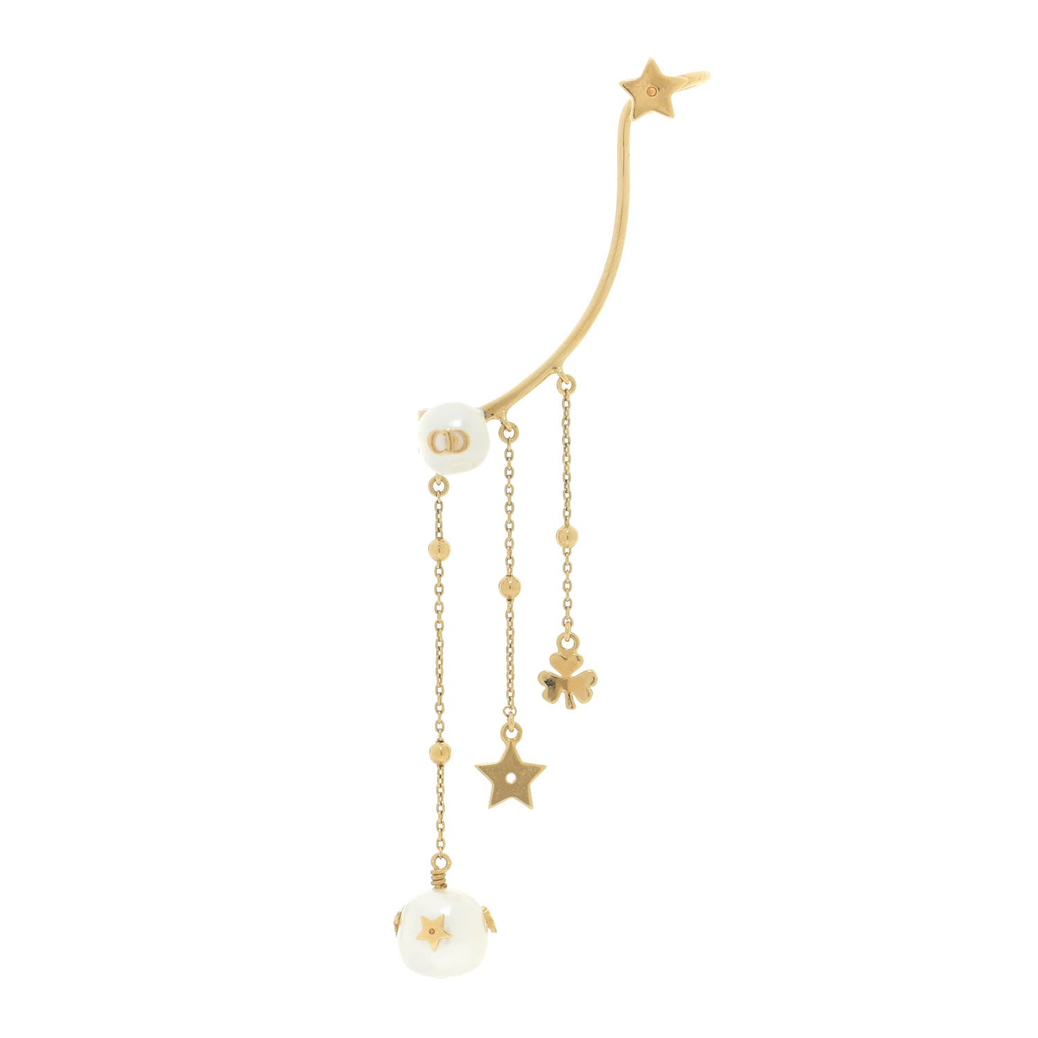 Christian Dior Pearl Shiny-D Earring Gold 1 of 5