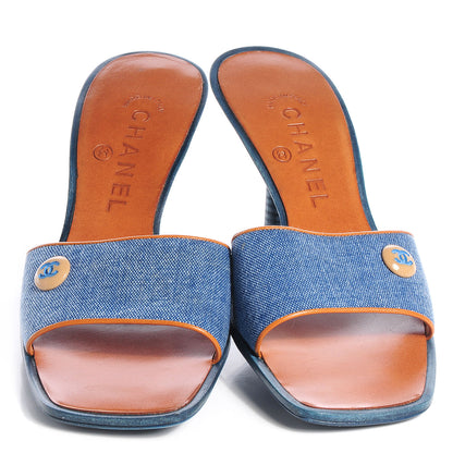 Chanel Denim CC Sandals Blue 37 2 of 9