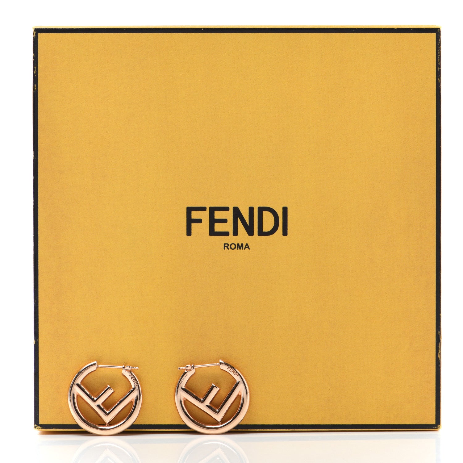 Fendi Metal FF Hoop Earrings Rose Gold 6 of 6