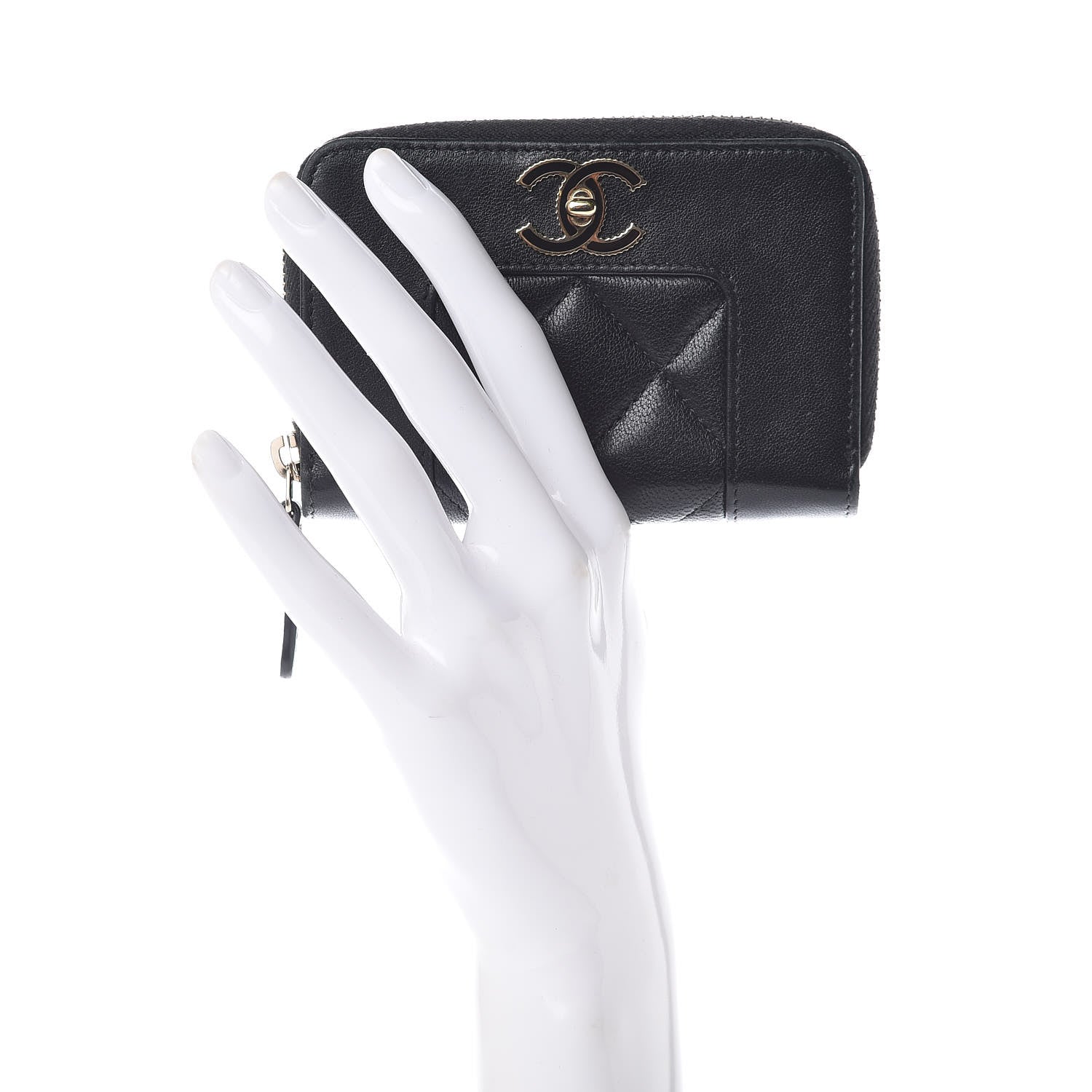Chanel Sheepskin Quilted Mademoiselle Vintage Zip Coin Purse Black 2 of 9