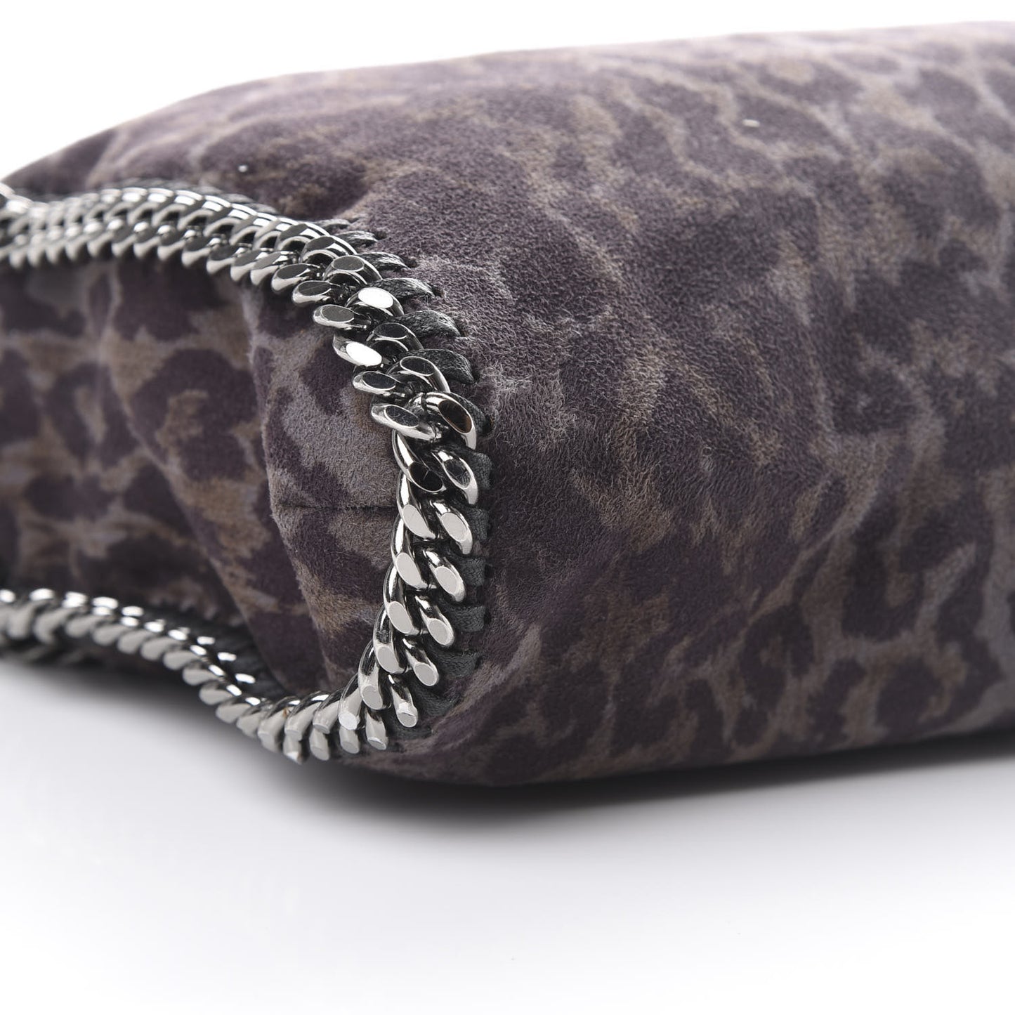 Shaggy Deer Leopard Print Falabella Fold Over Tote Grey