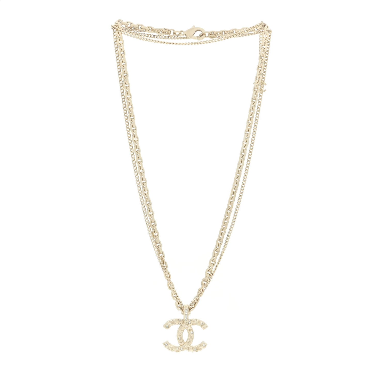 Crystal CC Multi Strand Chain Necklace Gold