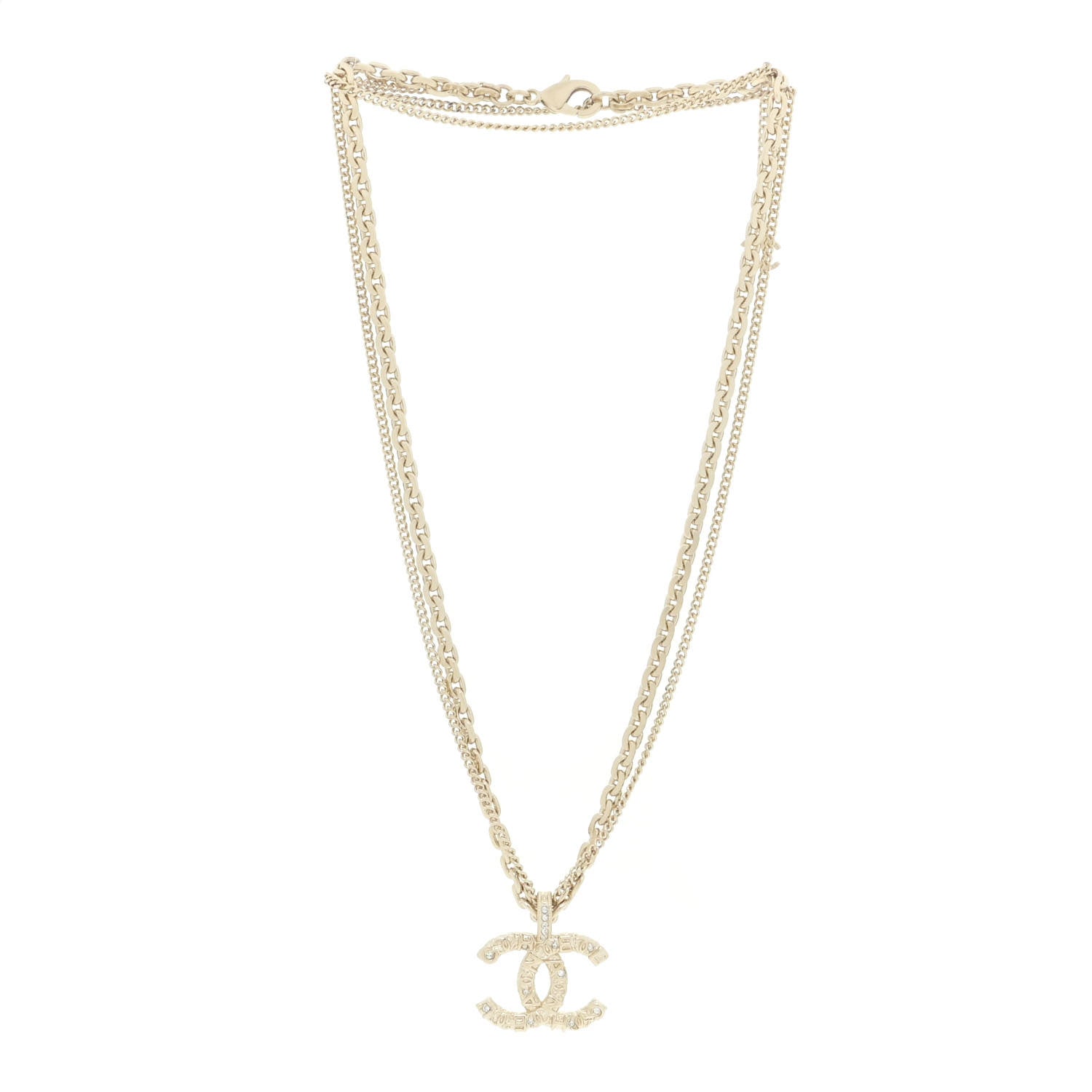 Chanel Crystal CC Multi Strand Chain Necklace Gold 3 of 6