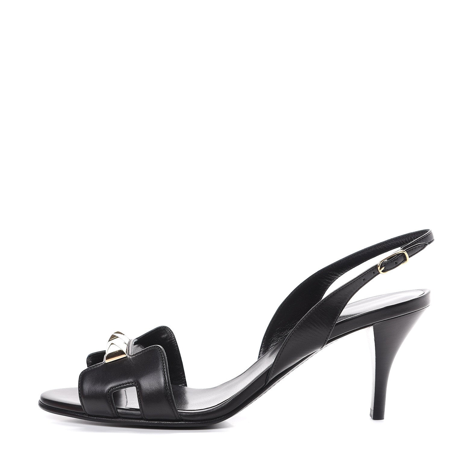 Hermes Calfskin Premiere Sandals 38 Black 1 of 9