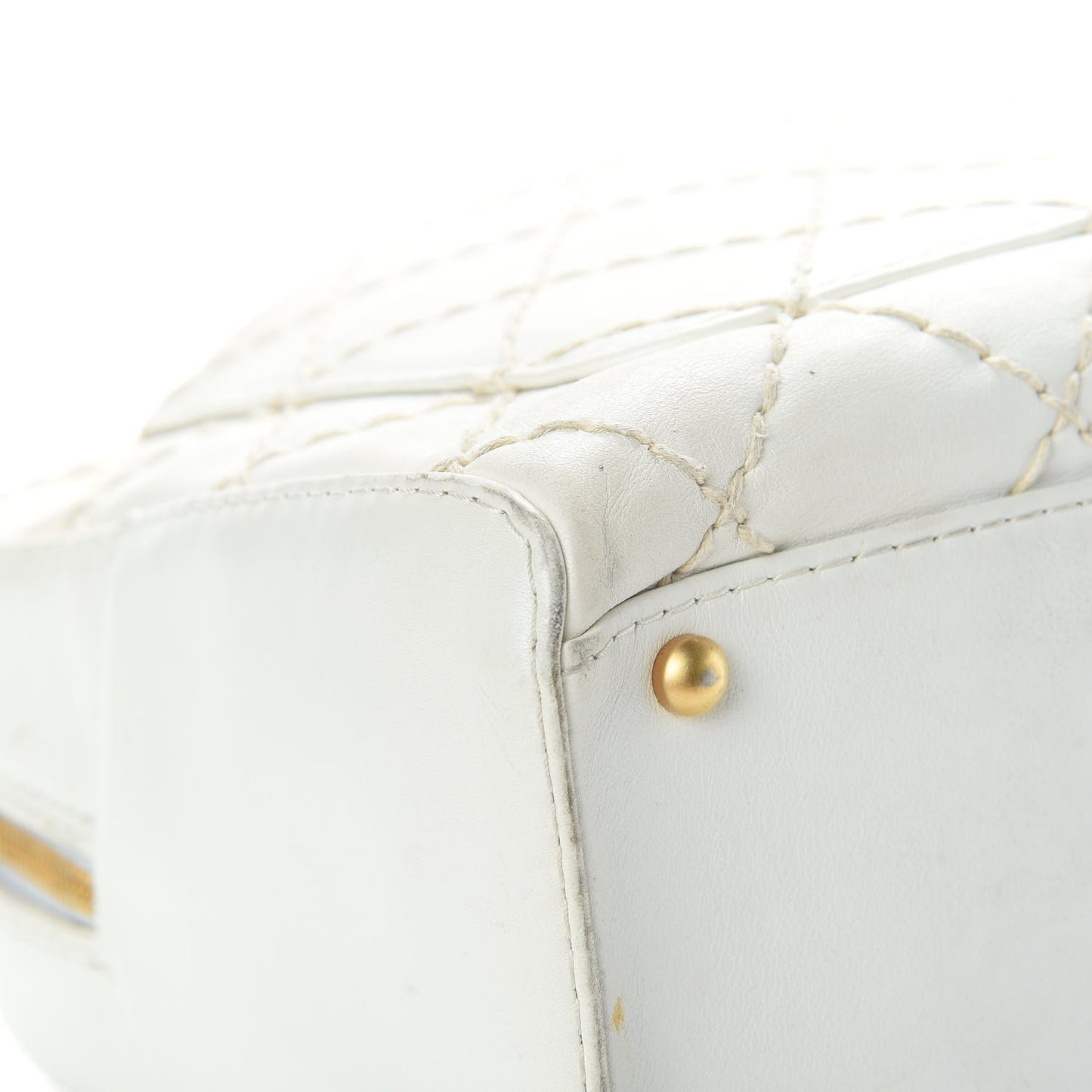 Calfskin Wild Stitch Top Handle Bag White