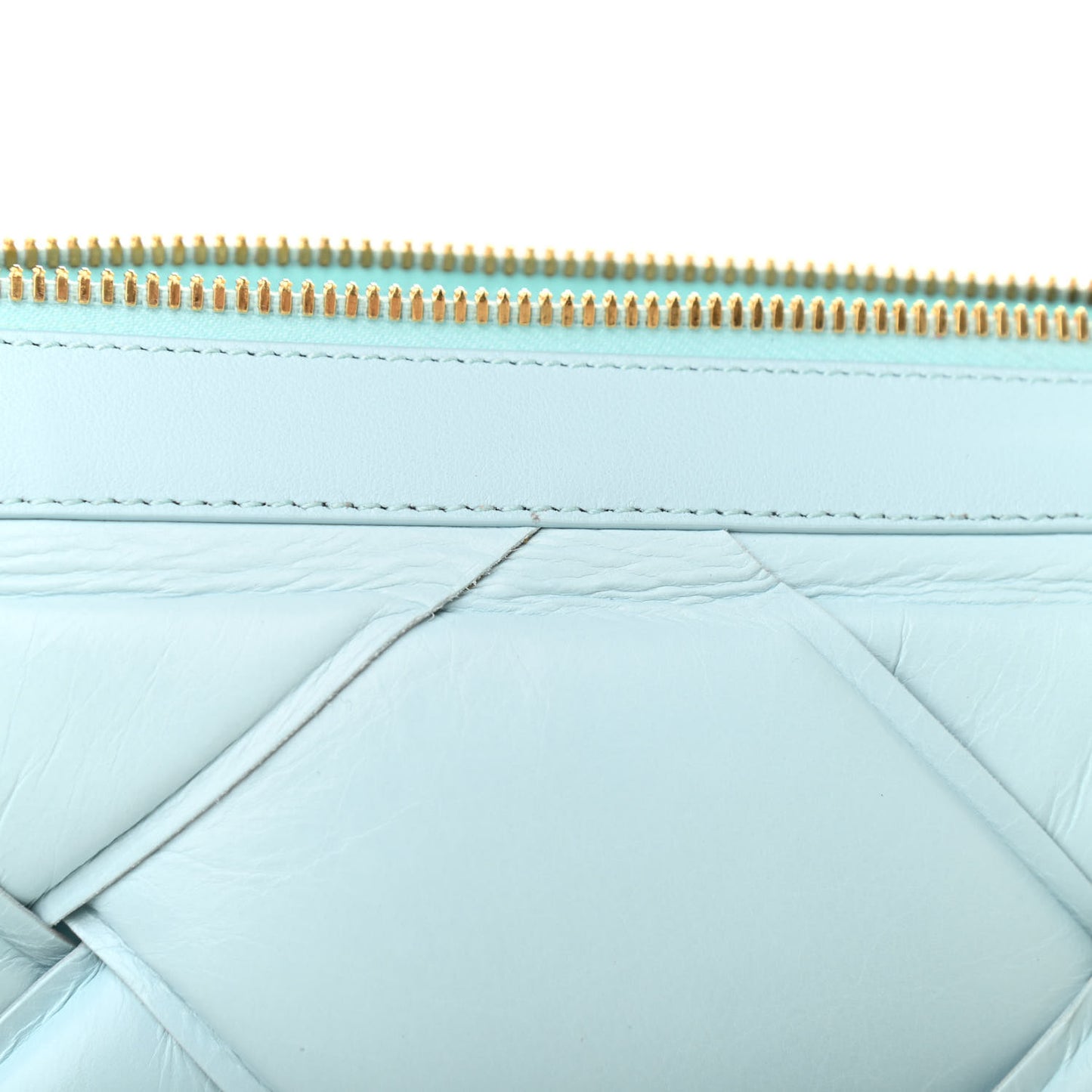 Paper Calfskin Maxi Intrecciato Padded Pouch Clutch Spearmint