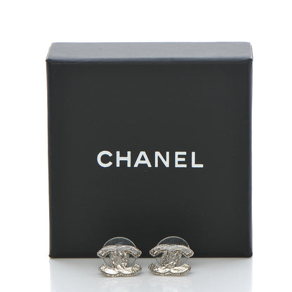Chanel Hammered CC Earrings Silver 8 of 8