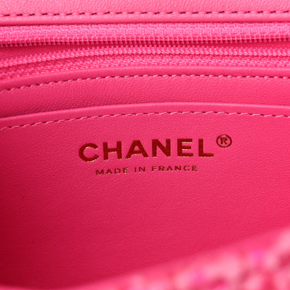 Chanel Wool Tweed Quilted Mini Rectangular Flap Dark Pink Fuchsia 5 of 10