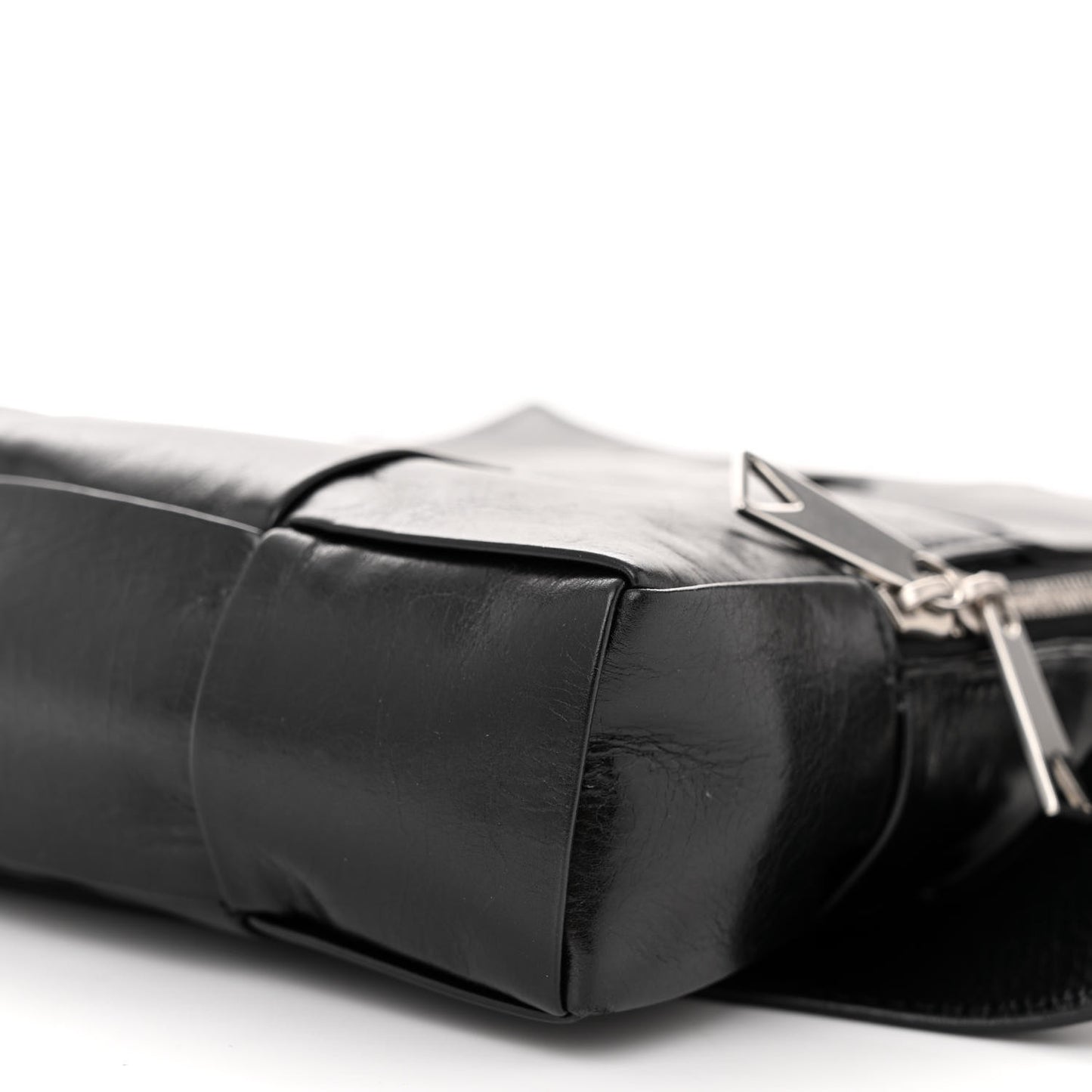 Paper Calfskin Intreccio Mini Cassette Sling Bag Black