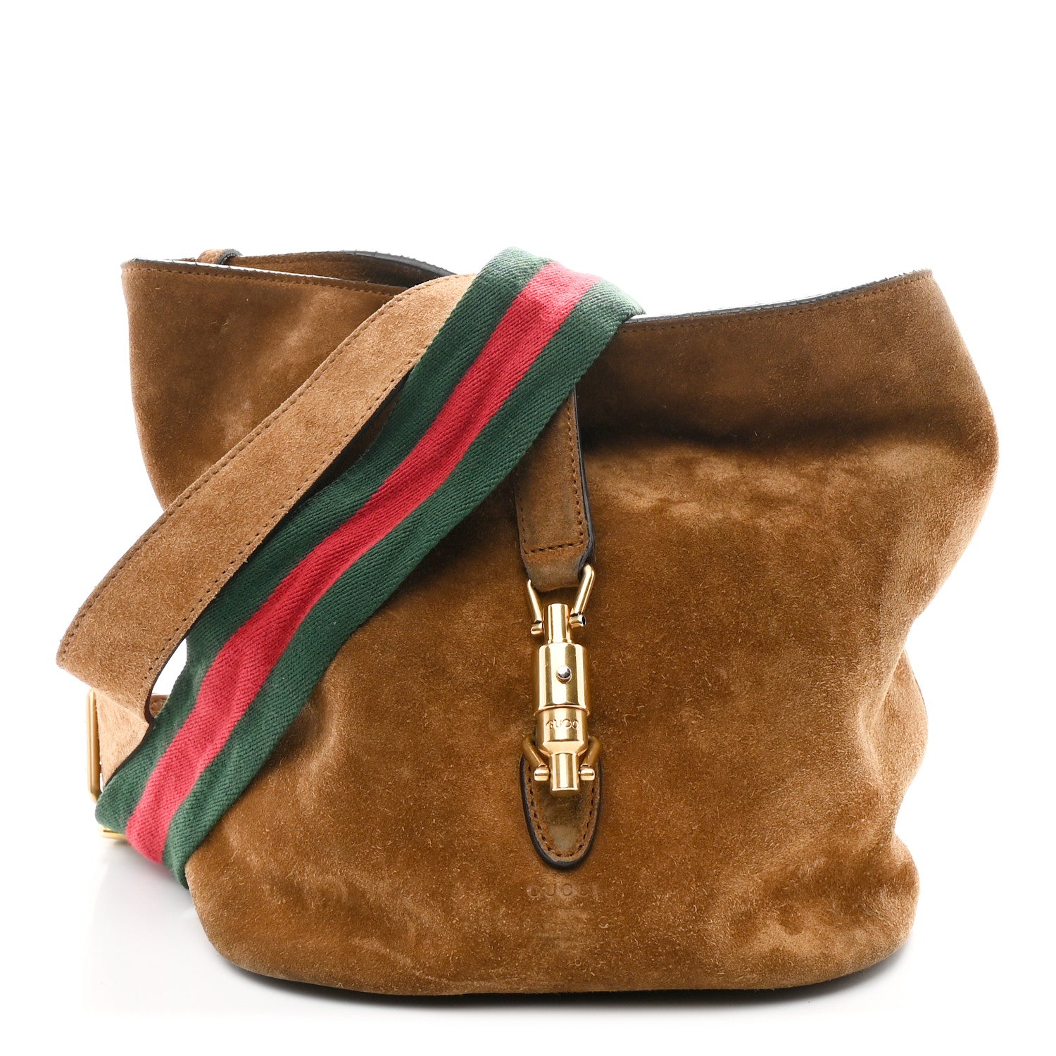 Gucci Suede Web Small Jackie Bucket Bag Brown 1 of 11