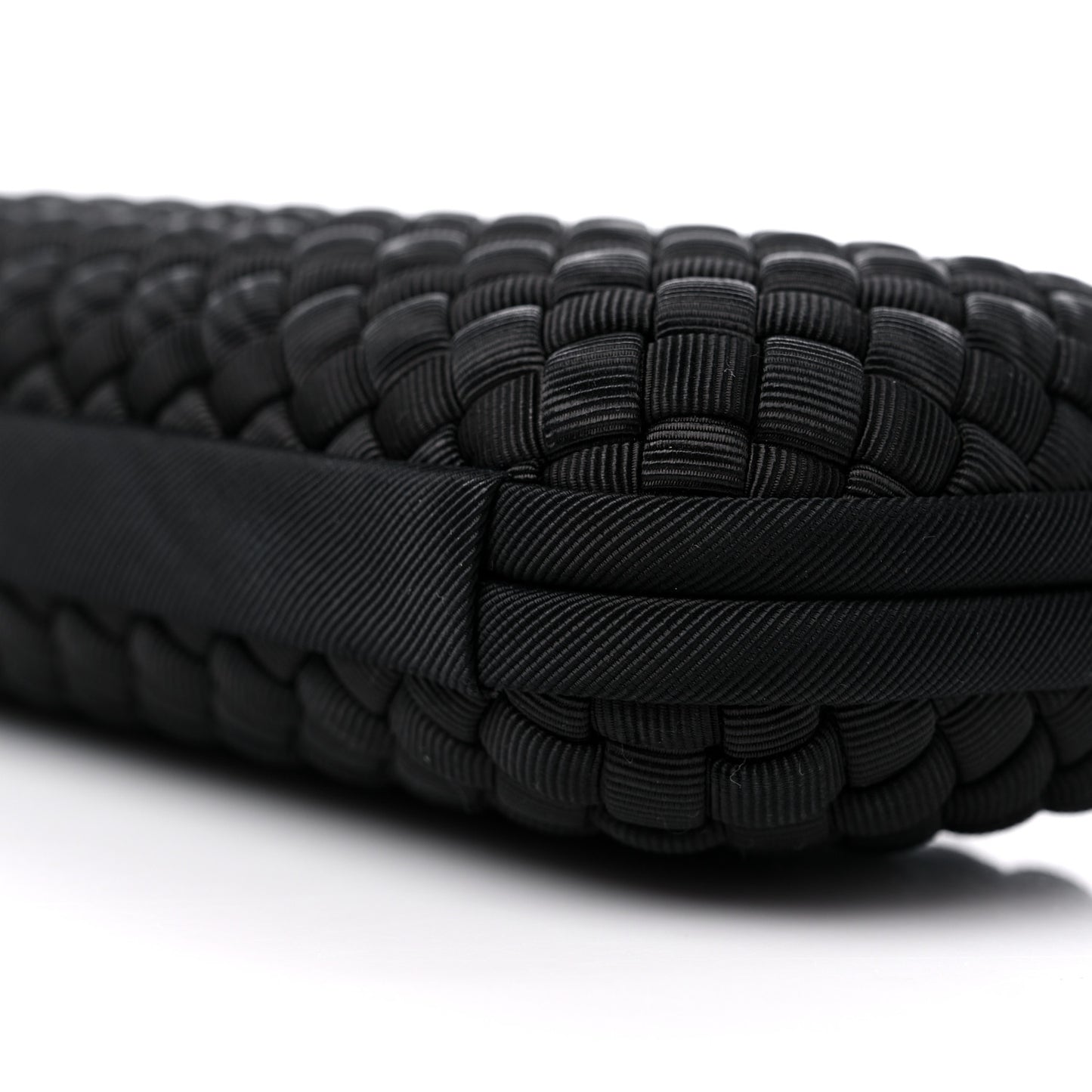 Silk Faille Intrecciato Knot Clutch Black