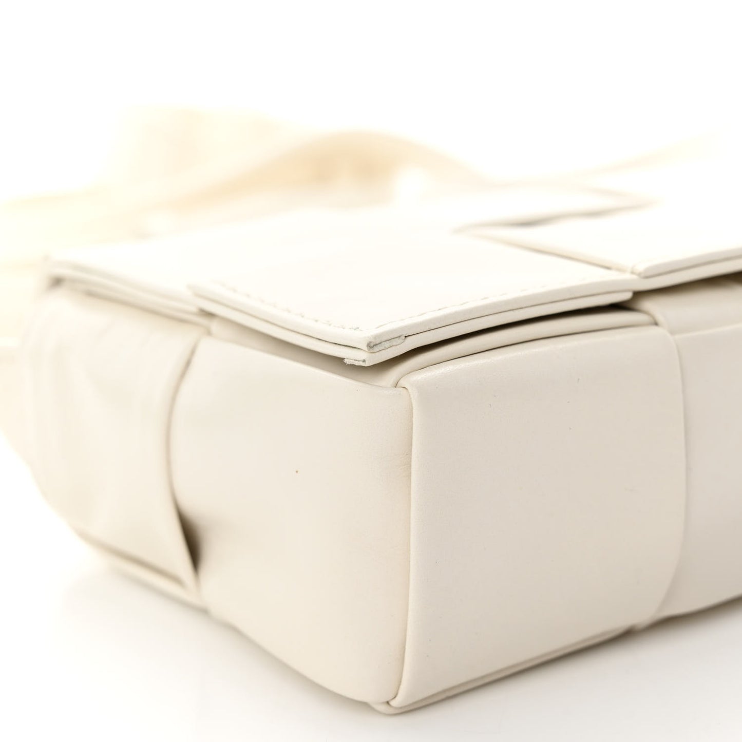 Lambskin Maxi Intrecciato Extra Mini Cassette Crossbody Bag White