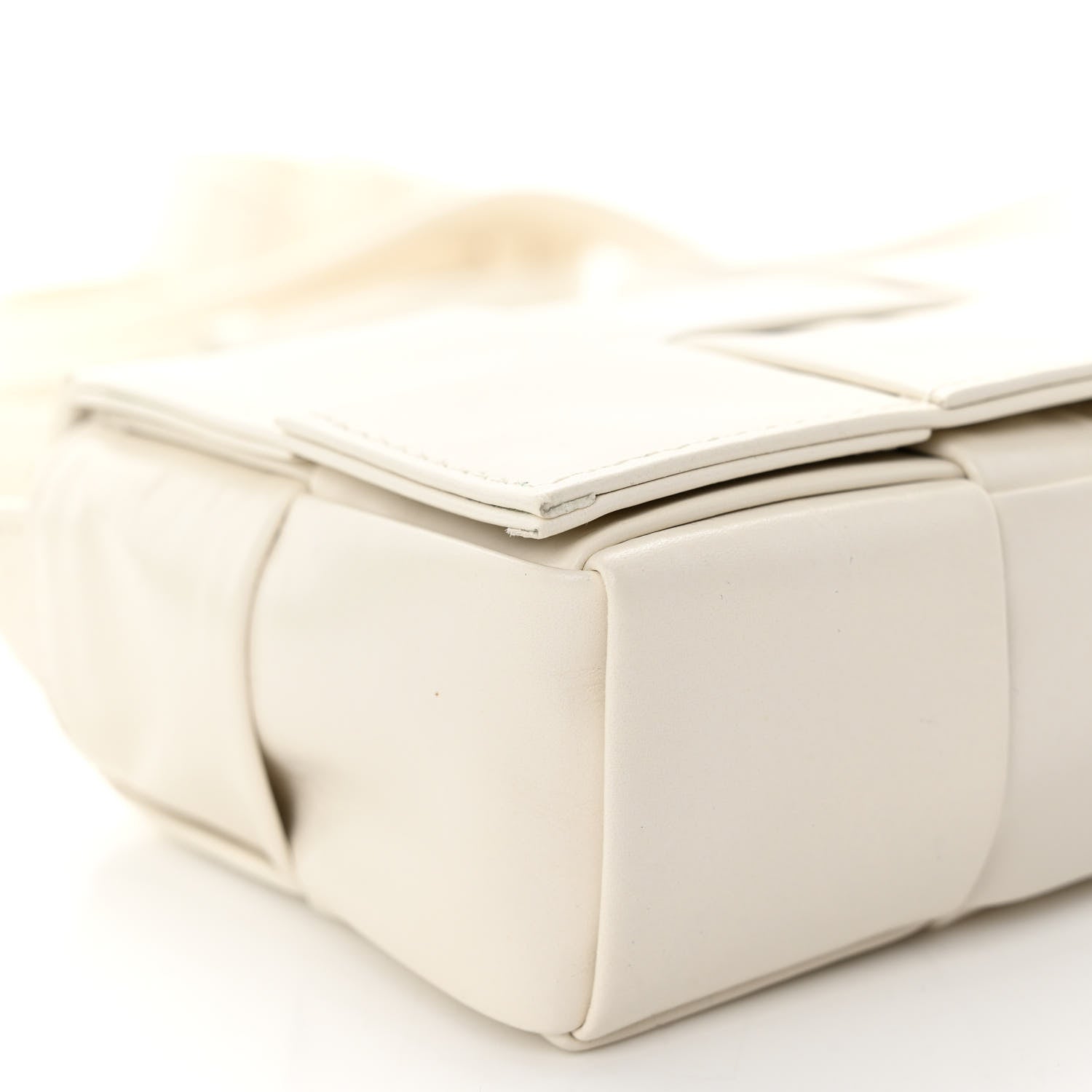 Bottega Veneta Lambskin Maxi Intrecciato Extra Mini Cassette Crossbody Bag White 7 of 8