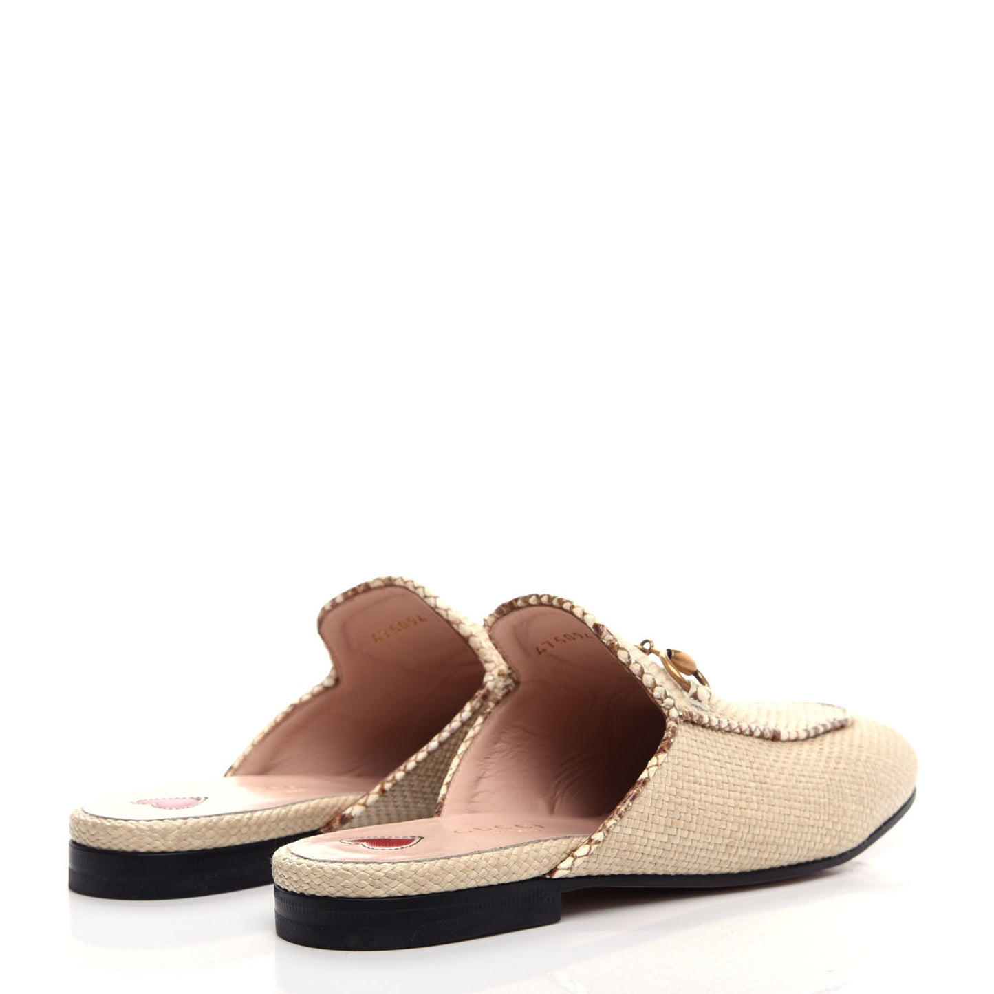 Straw Elaphe Womens Princetown Slippers 36.5 Natural Cream Brown