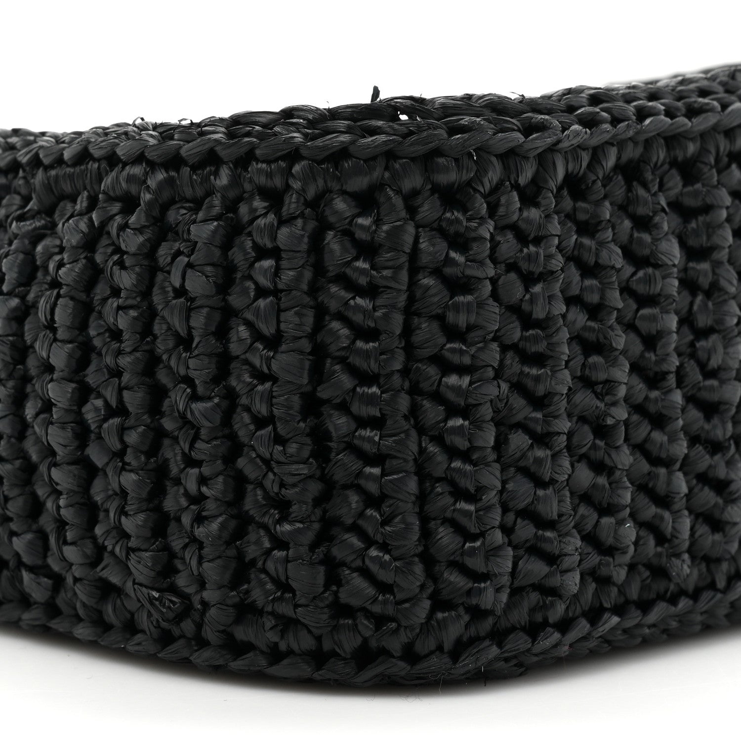 Prada Yarn Raffia Effect Crochet Re-Edition 2005 Shoulder Bag Black 9 of 10