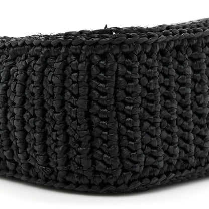 Prada Yarn Raffia Effect Crochet Re-Edition 2005 Shoulder Bag Black 9 of 10
