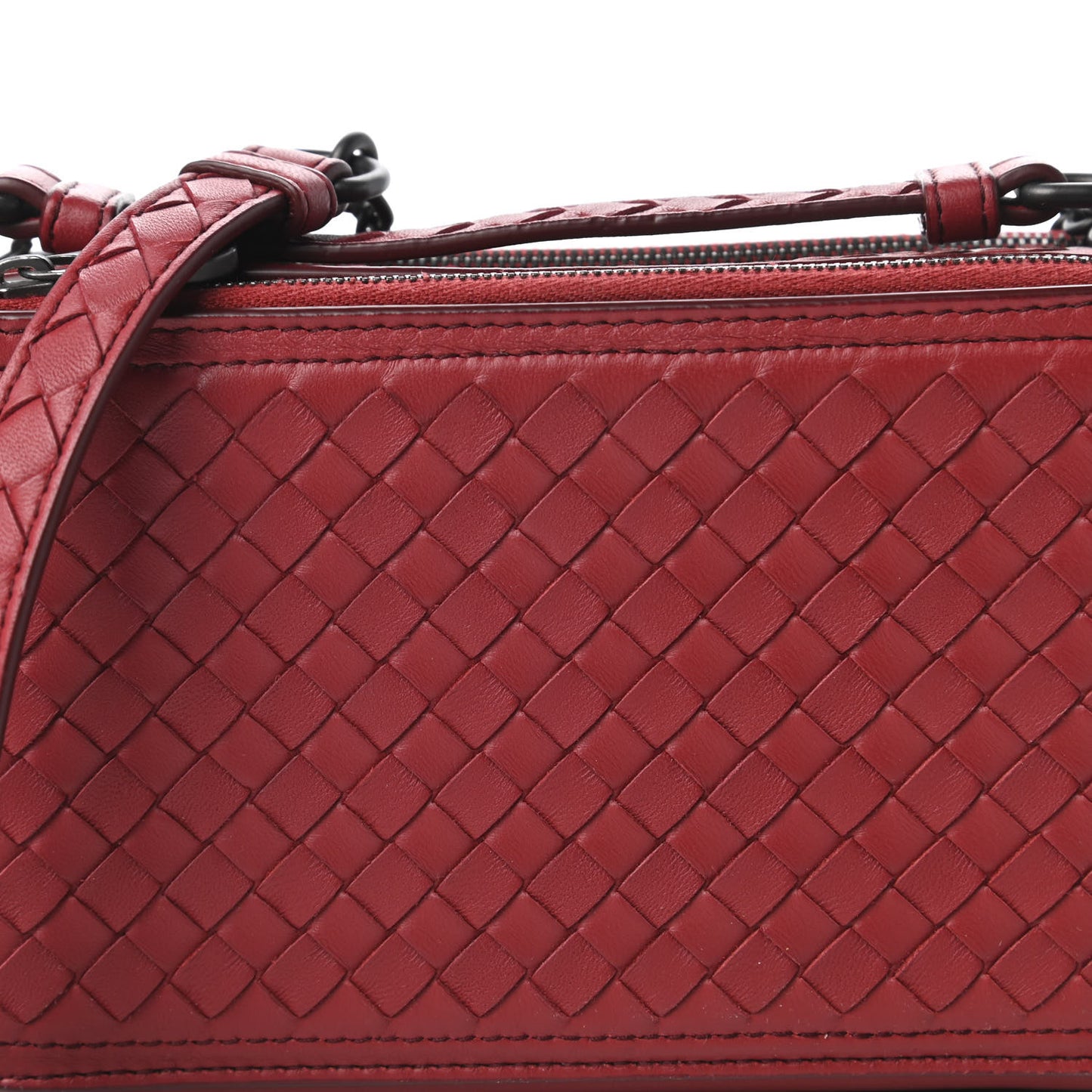 Nappa Intrecciato Camera Bag Red