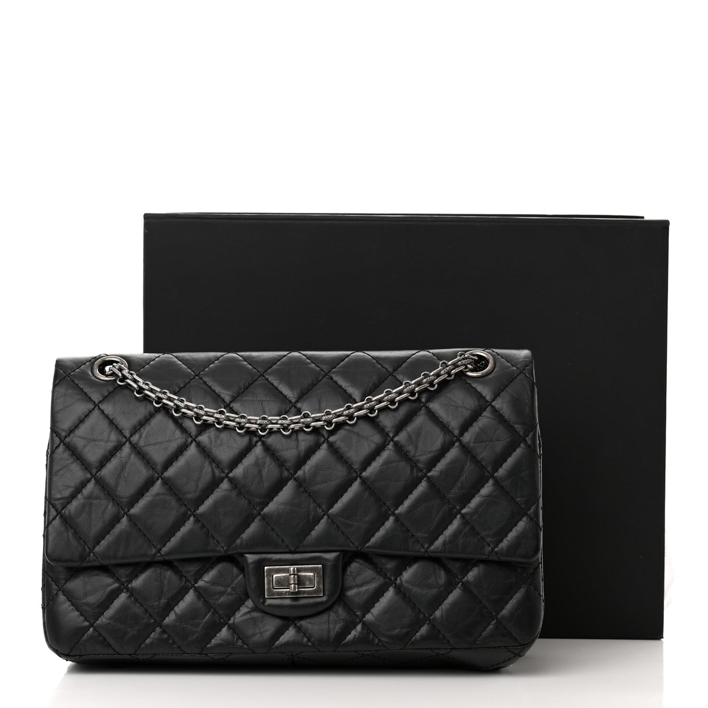 Aged Calfskin Quilted 2.55 Reissue 226 Flap Black