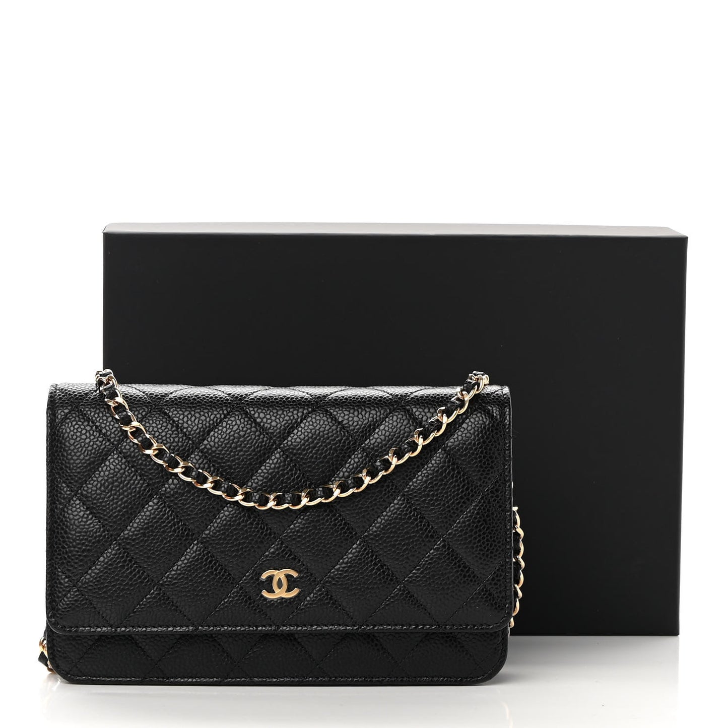 Caviar Quilted Wallet On Chain WOC Black