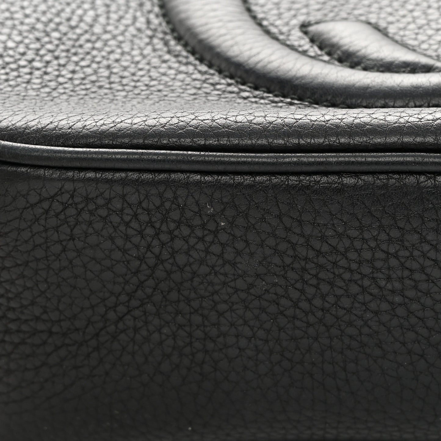 Pebbled Calfskin Small Soho Disco Bag Black