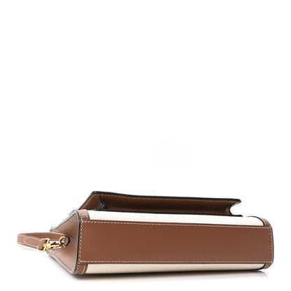 Burberry Canvas Smooth Calfskin Two Tone Mini Pocket Bag Natural Malt Brown 4 of 10