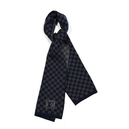 Louis Vuitton Wool Petit Damier Graphite Scarf Navy Blue 1 of 4