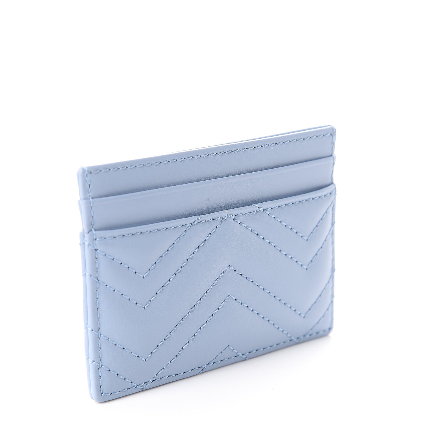 Calfskin Matelasse GG Marmont Card Holder Porcelain Light Blue