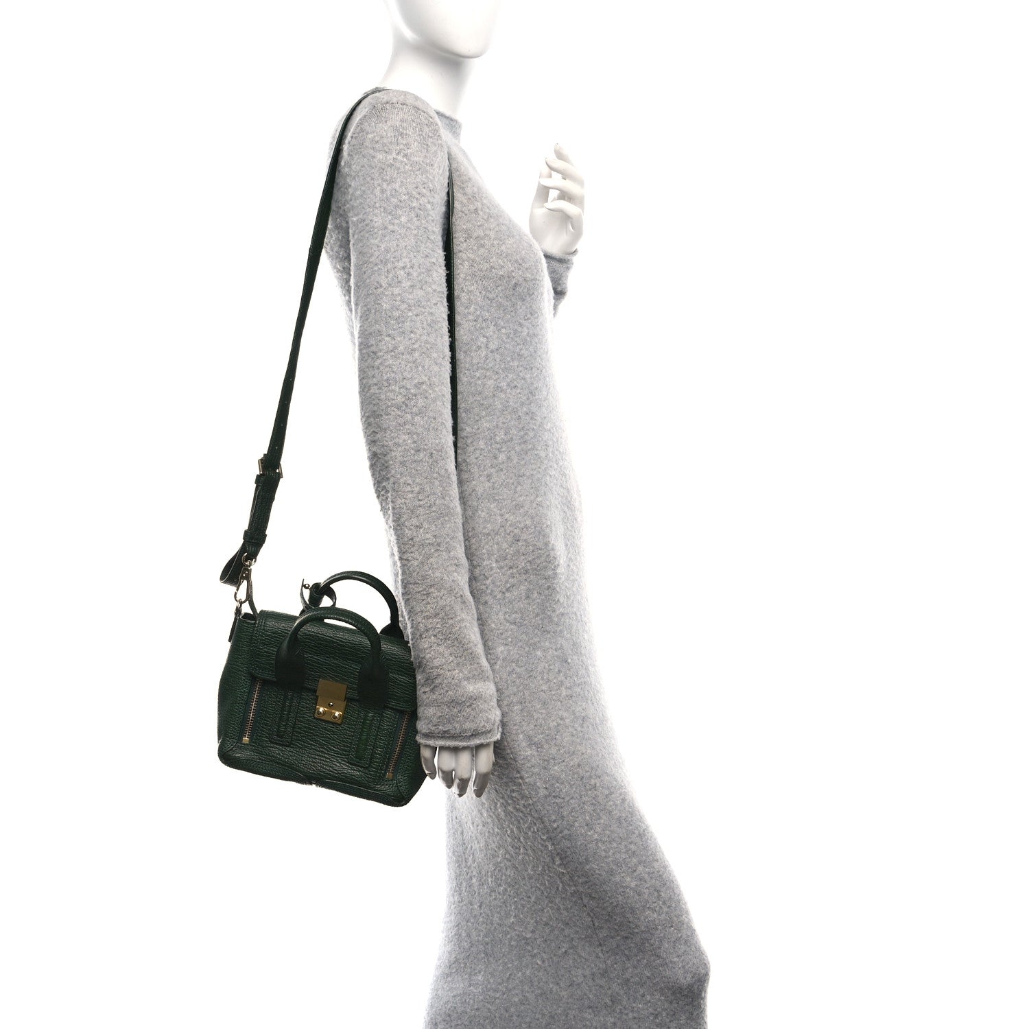 3.1 Phillip Lim Textured Calfskin Mini Pashli Satchel Military Green 2 of 9