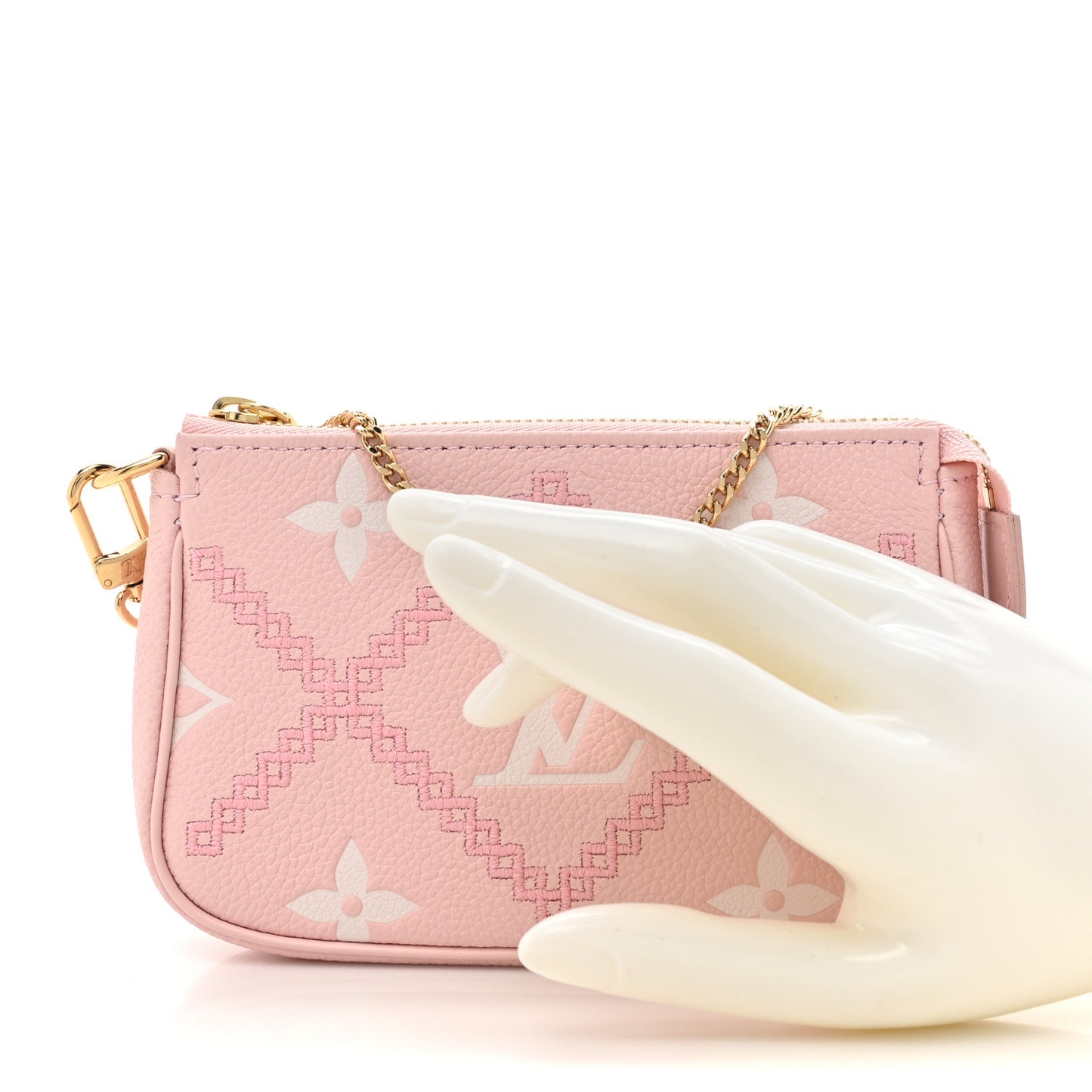 Empreinte Monogram Giant Broderies Mini Pochette Accessories Pink Creme