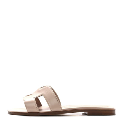 Hermes Box Calfskin Oran Sandals 37 Bois De Santal 1 of 9