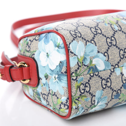 Gucci GG Supreme Monogram Blooms Mini Boston Navy Blue Hibiscus 8 of 9