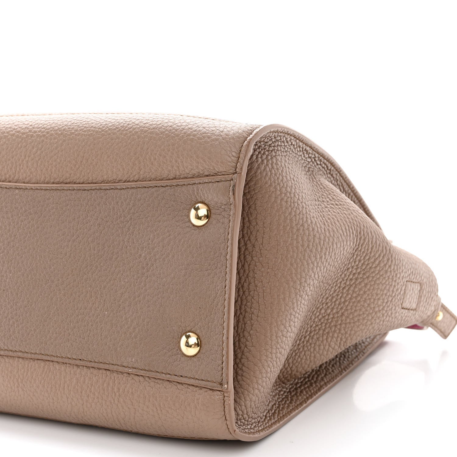 Salvatore Ferragamo Hammered Calfskin Double Handle Small Amy Tote Beige Pink 10 of 10
