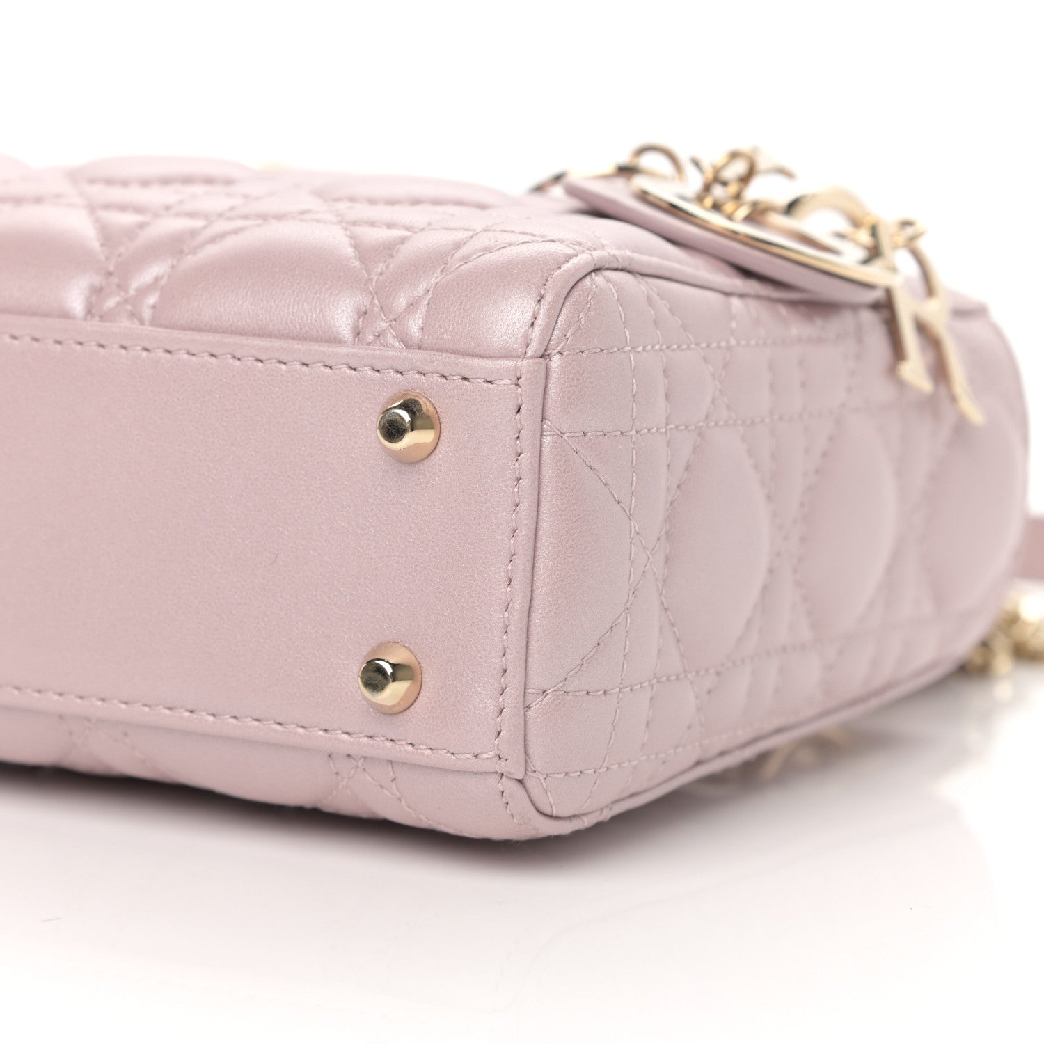 Christian Dior Metallic Lambskin Cannage Mini Lady Dior Lotus 10 of 14