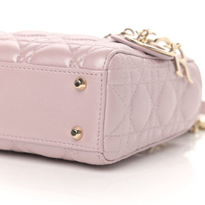 Christian Dior Metallic Lambskin Cannage Mini Lady Dior Lotus 10 of 14