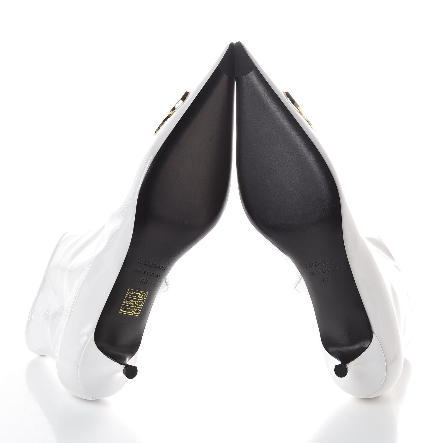 Balenciaga Patent BB Pointy Toe Ankle Booties 40 Optical White 6 of 10