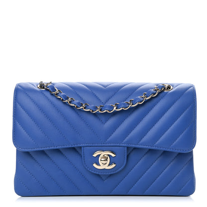Chanel Caviar Chevron Quilted Small Double Flap Blue 1 of 9