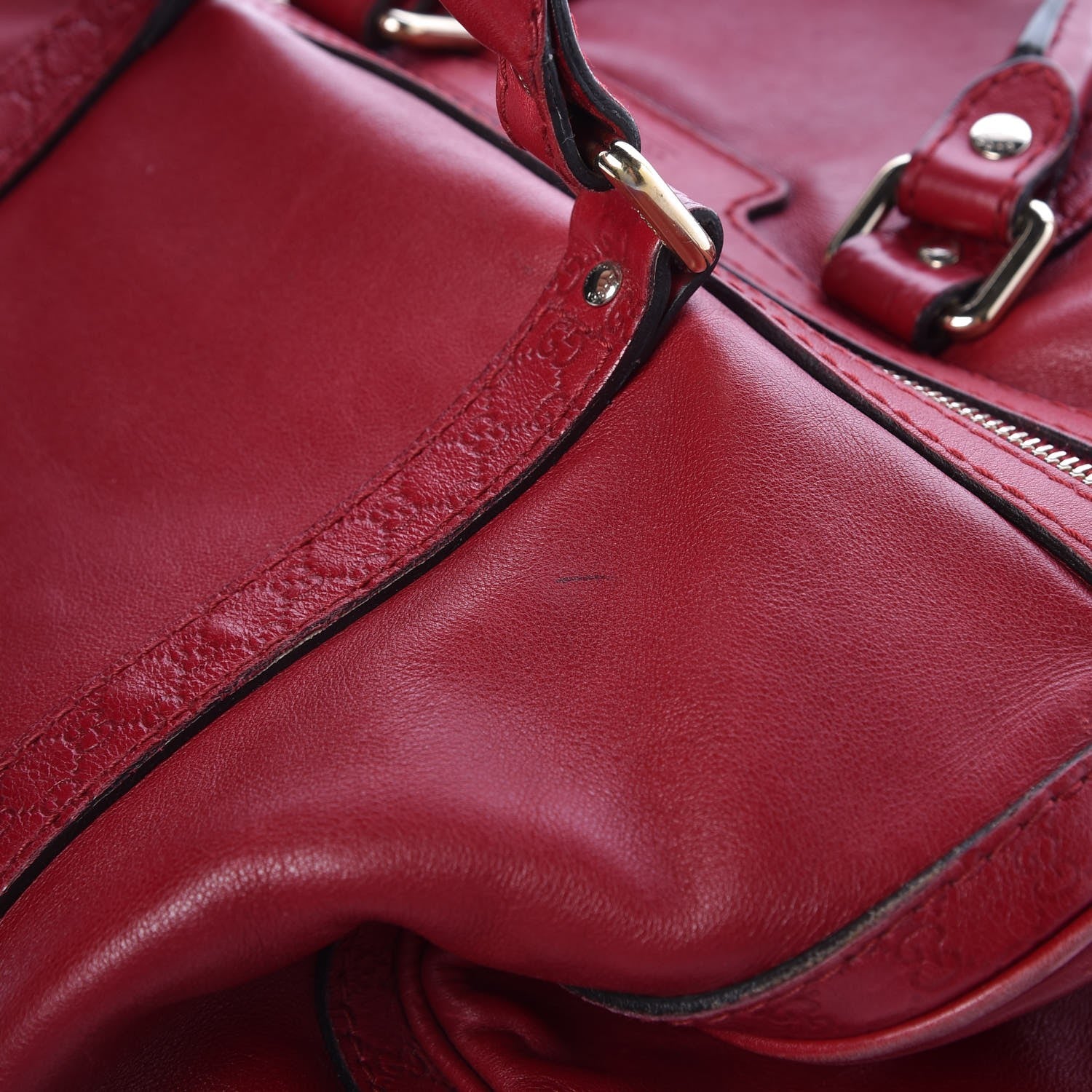 Gucci Calfskin Microguccissima Trim Medium Boston Raspberry Red 8 of 13