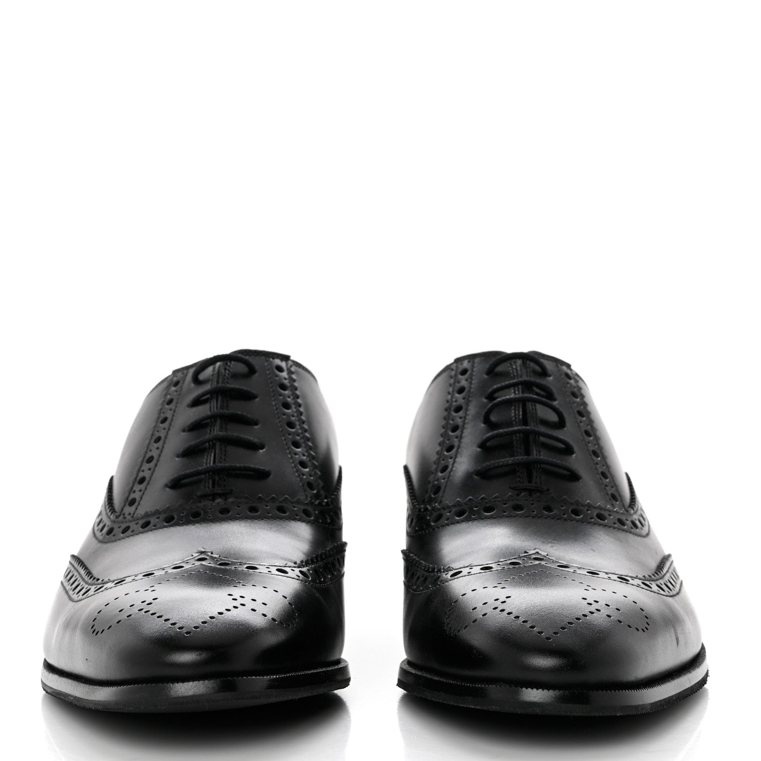 Gucci Calfskin Miro Soft Web Mens Spirit Wingtip Oxfords 8 Black 2 of 9