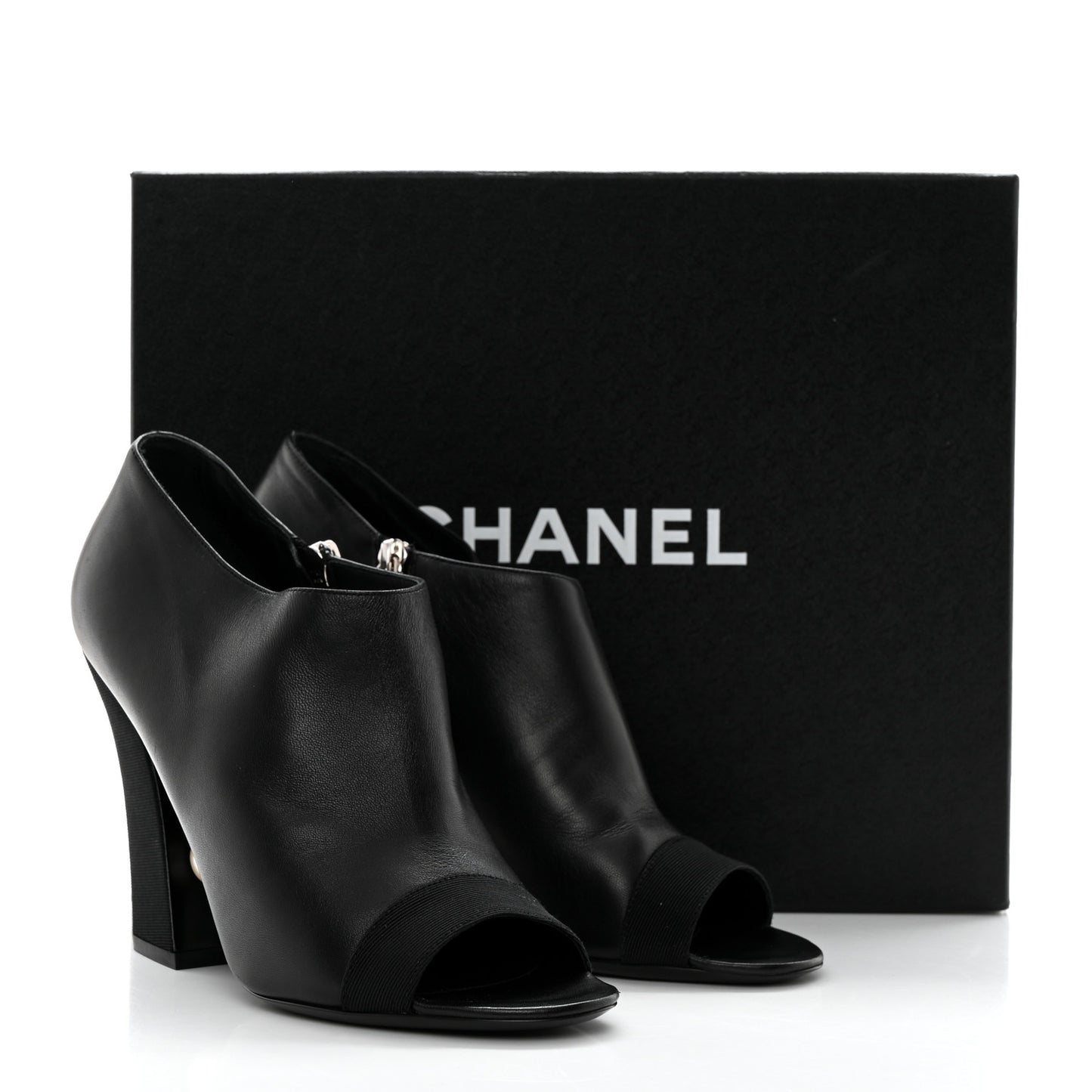 Lambskin Pearl Short Boots 39.5 Black