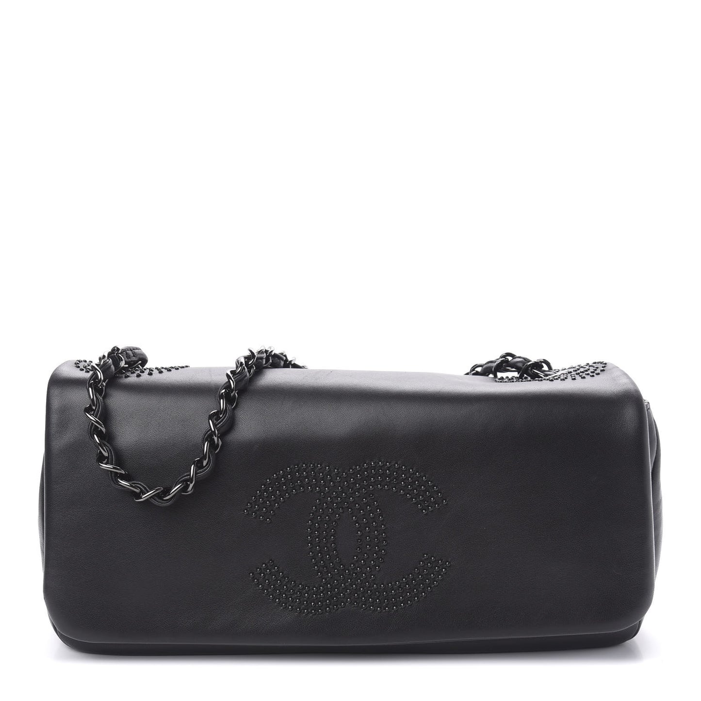 Lambskin Studded CC East West Flap Black