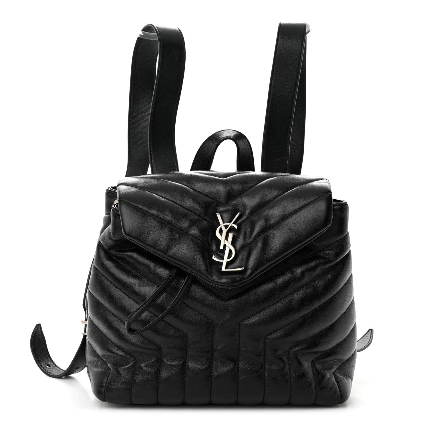 Saint Laurent SAINT LAURENT Calfskin Y Quilted Monogram Small Loulou Backpack Black 1 of 13