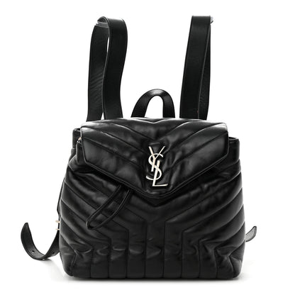 Saint Laurent SAINT LAURENT Calfskin Y Quilted Monogram Small Loulou Backpack Black 1 of 13